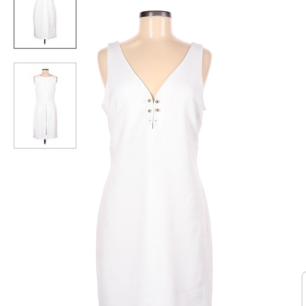 BOLD elements DRESS WITH  GOLD ACCENT.  17 inches across the chest